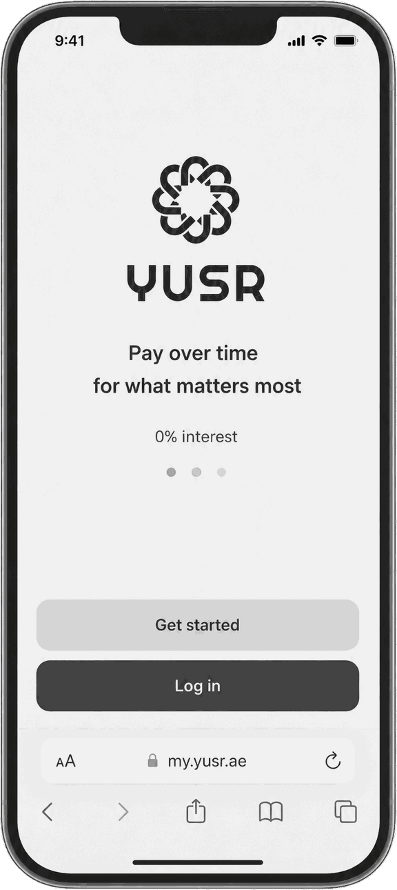 Yusr mobile entry screen