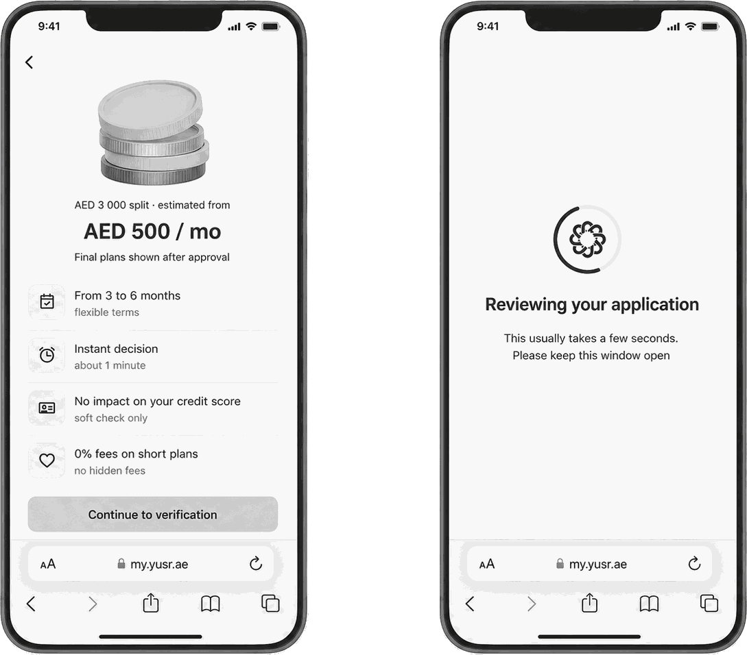 Payment plan assessment and the application review screen