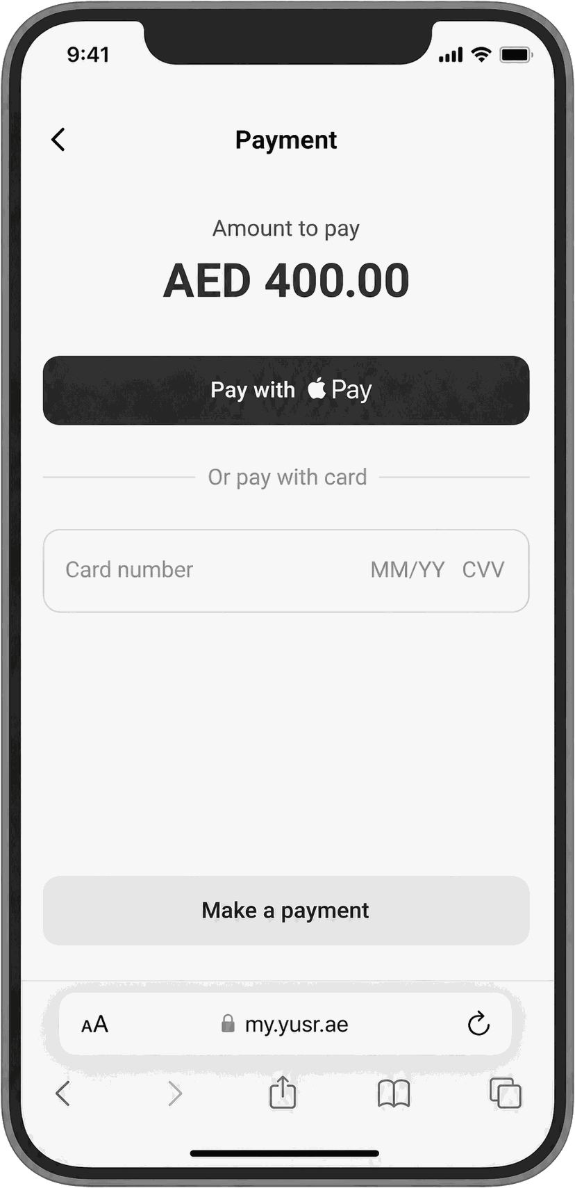 Payment schedule screen